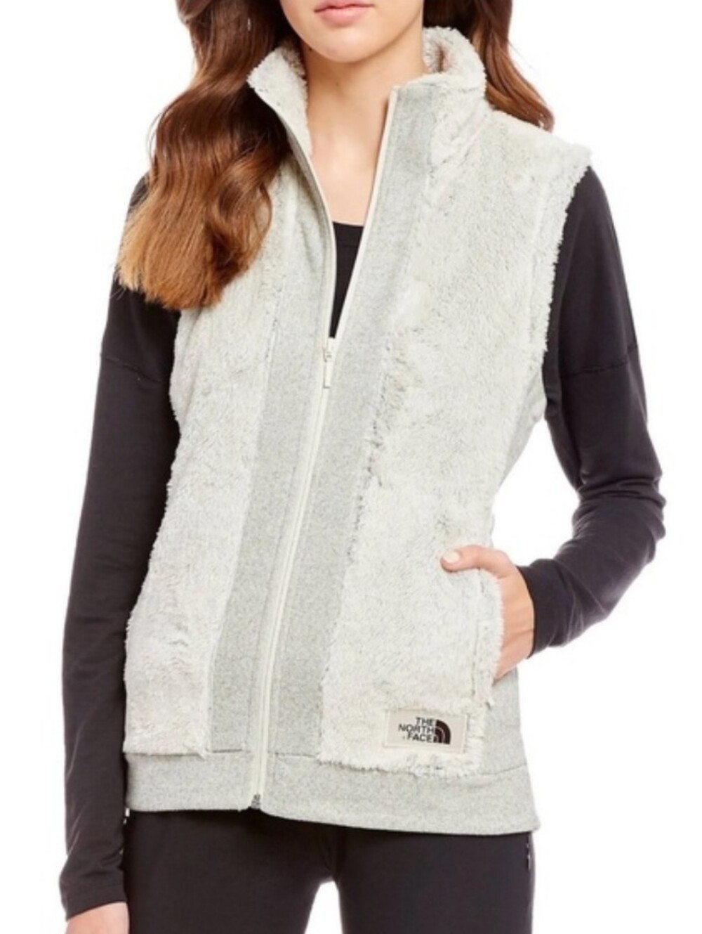The North Face Vest Women's Medium Furry Fleece Vintage White Lifestyle